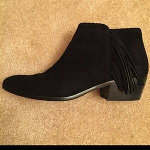 Sam Edelman black fringe ankle booties